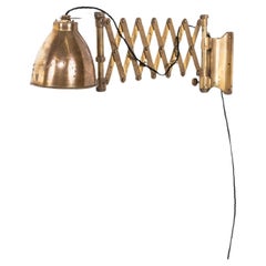 Antique Vintage Industrial Brass Scissor Wall Lamp, c.1940