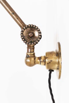 Antique Vintage Industrial Early Brass Dugdills Machinist's Wall Lamp, c.1920