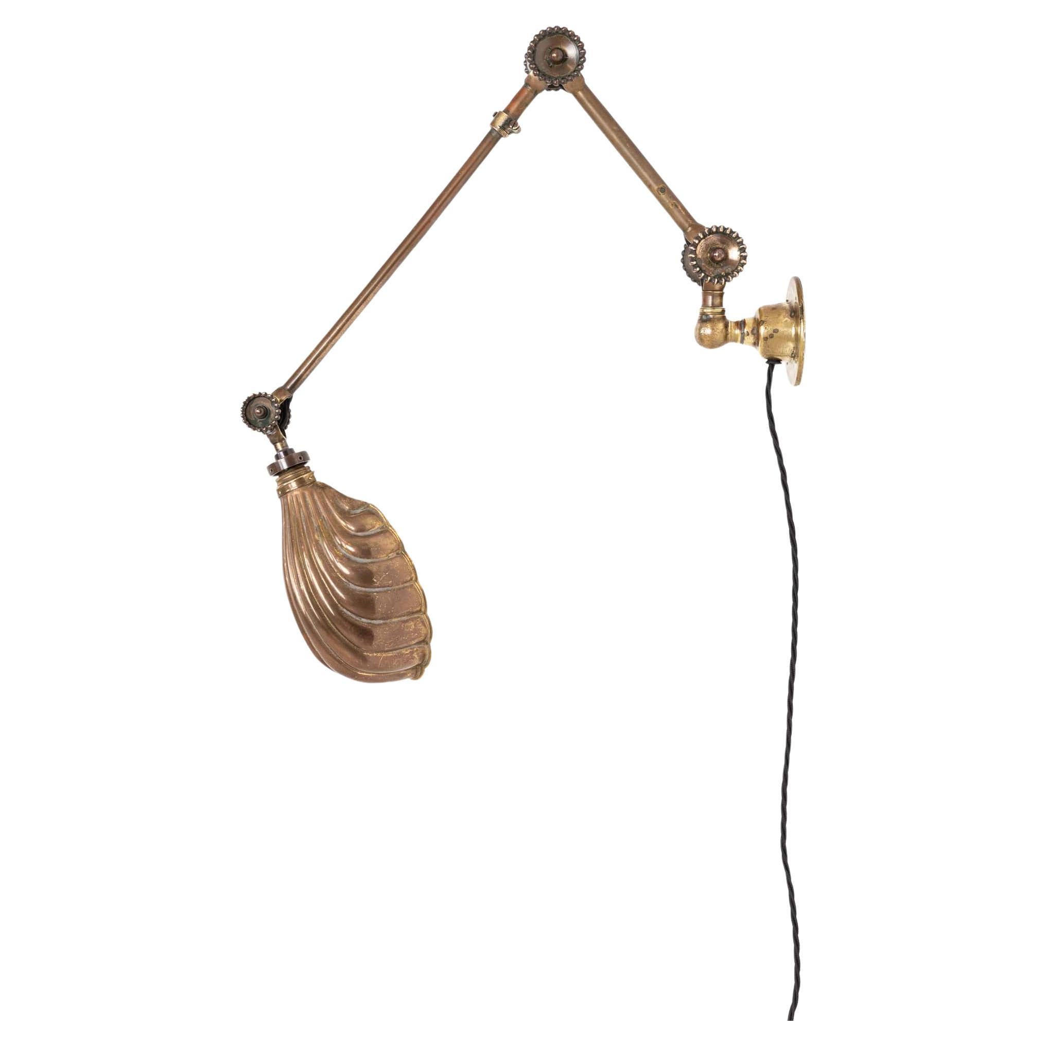 Antique Vintage Industrial Early Brass Dugdills Machinist
s Wall Lamp, c.1920 For Sale