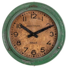 Antique Vintage Industrial Electrique Brillie Factory Railway Wall Clock c.1930