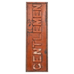 Antique Vintage Industrial Gentlemen Railway Wall Sign Plaque, C.1920