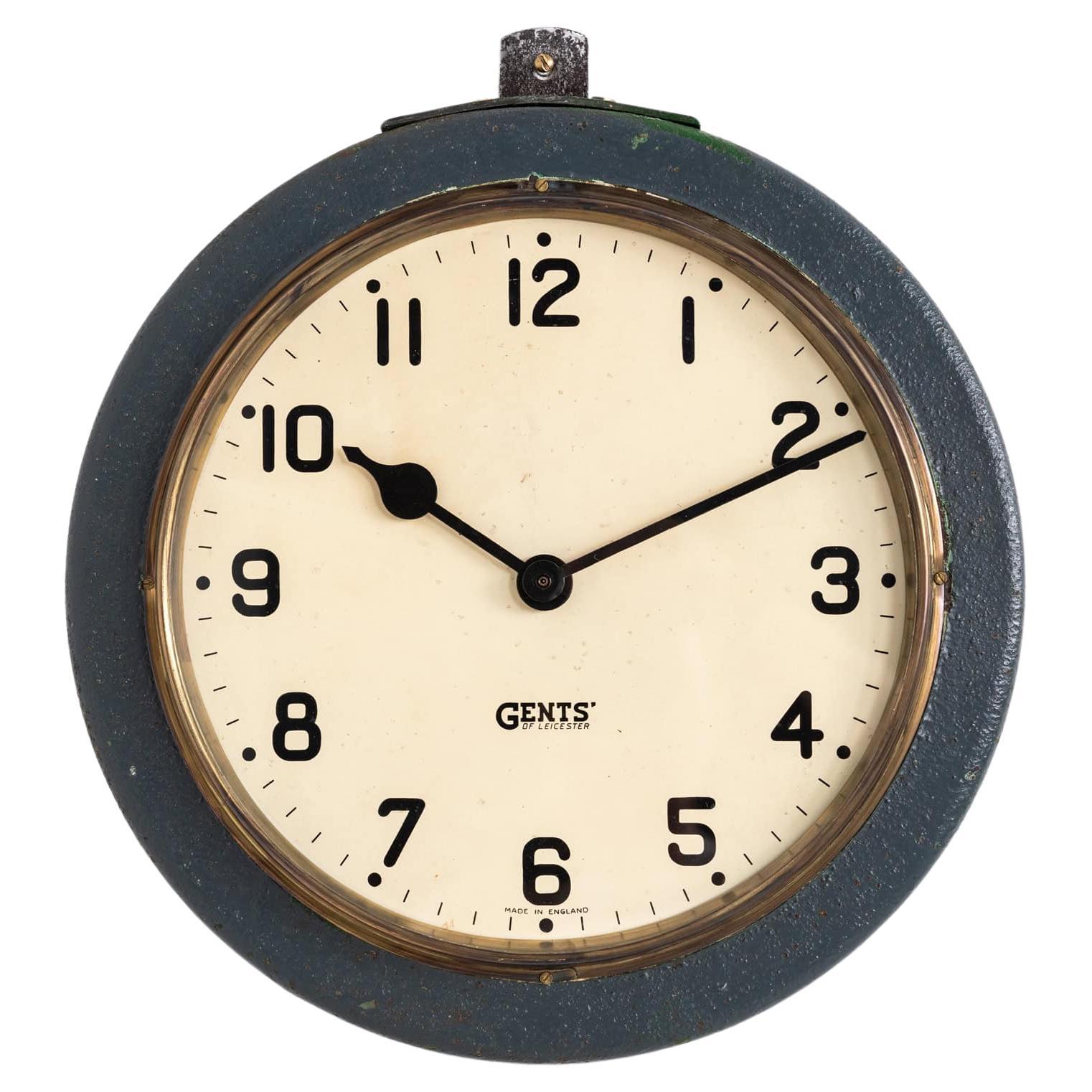Antique Vintage Industrial Gents of Leicester Factory Railway Wall Clock c.1920
