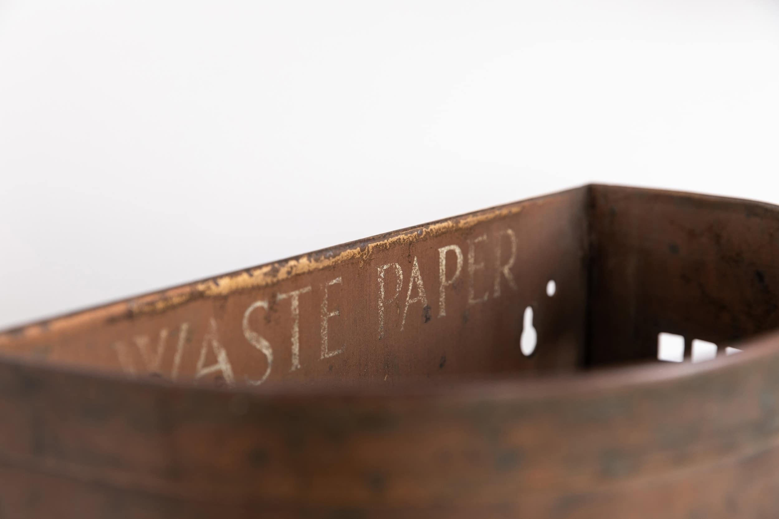 A pair of George V copper waste paper bins. c.1930

Salvaged from a shut down post office in Lynton, Somerset - heavy and good quality pierced copper wall mounted bins. Of demi-luna form and in untouched original condition with remants of the hand