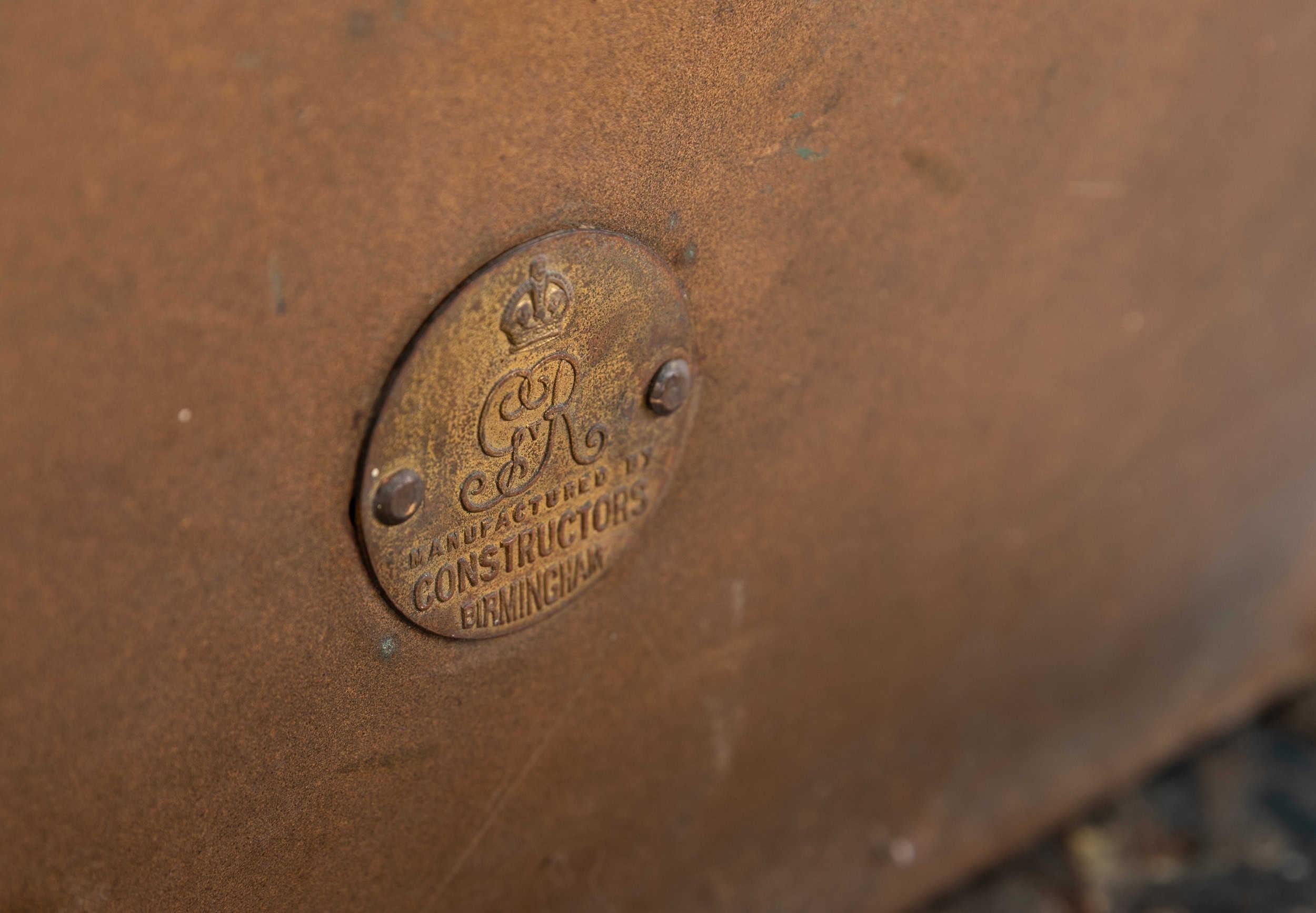 English Antique Vintage Industrial George V Copper Post Office Waste Paper Bin. c.1930