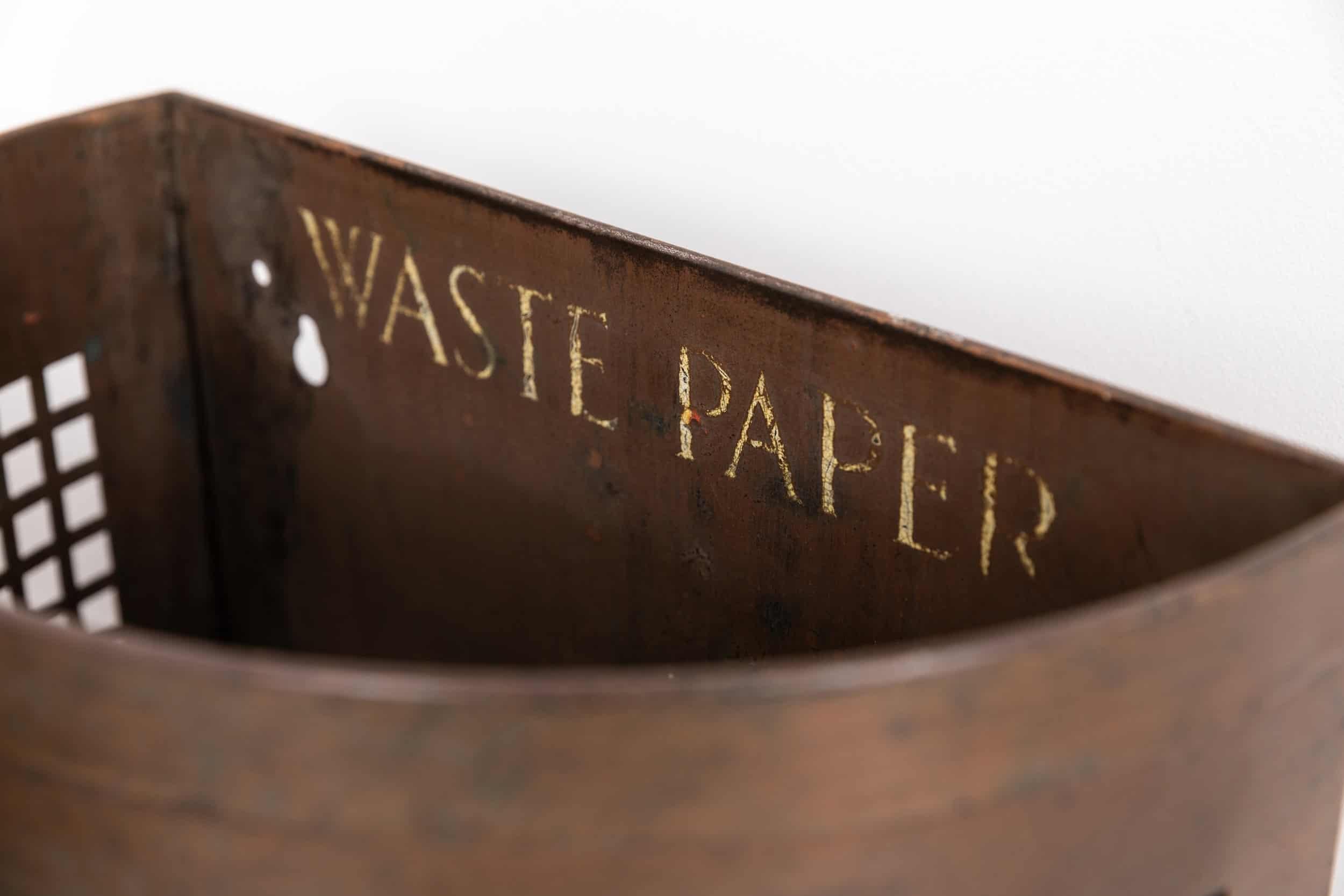 20th Century Antique Vintage Industrial George V Copper Post Office Waste Paper Bin. c.1930
