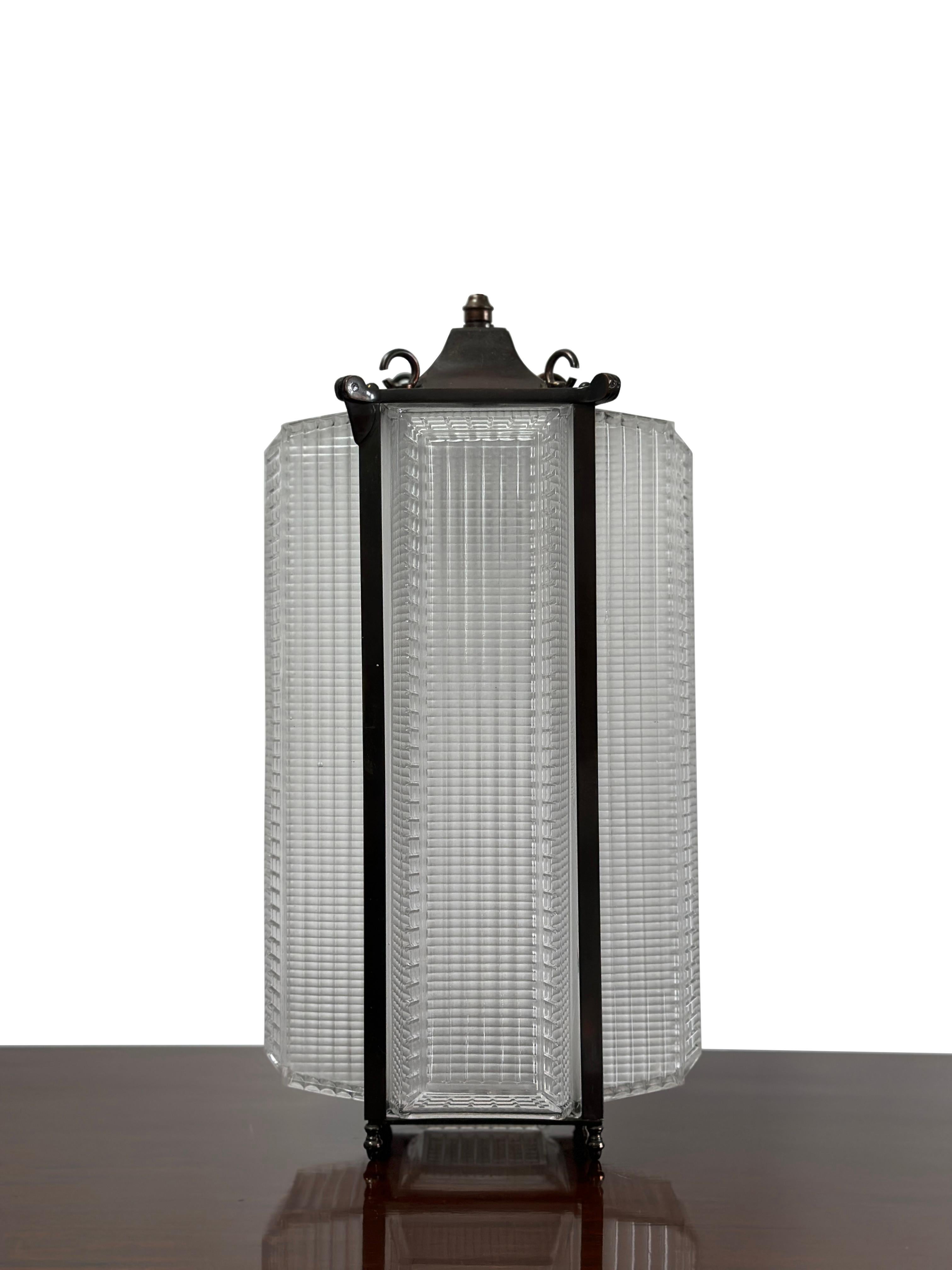 Antique Vintage Industrial Holophane Pagoda Ceiling Pendant Lantern Light Lamp For Sale 6