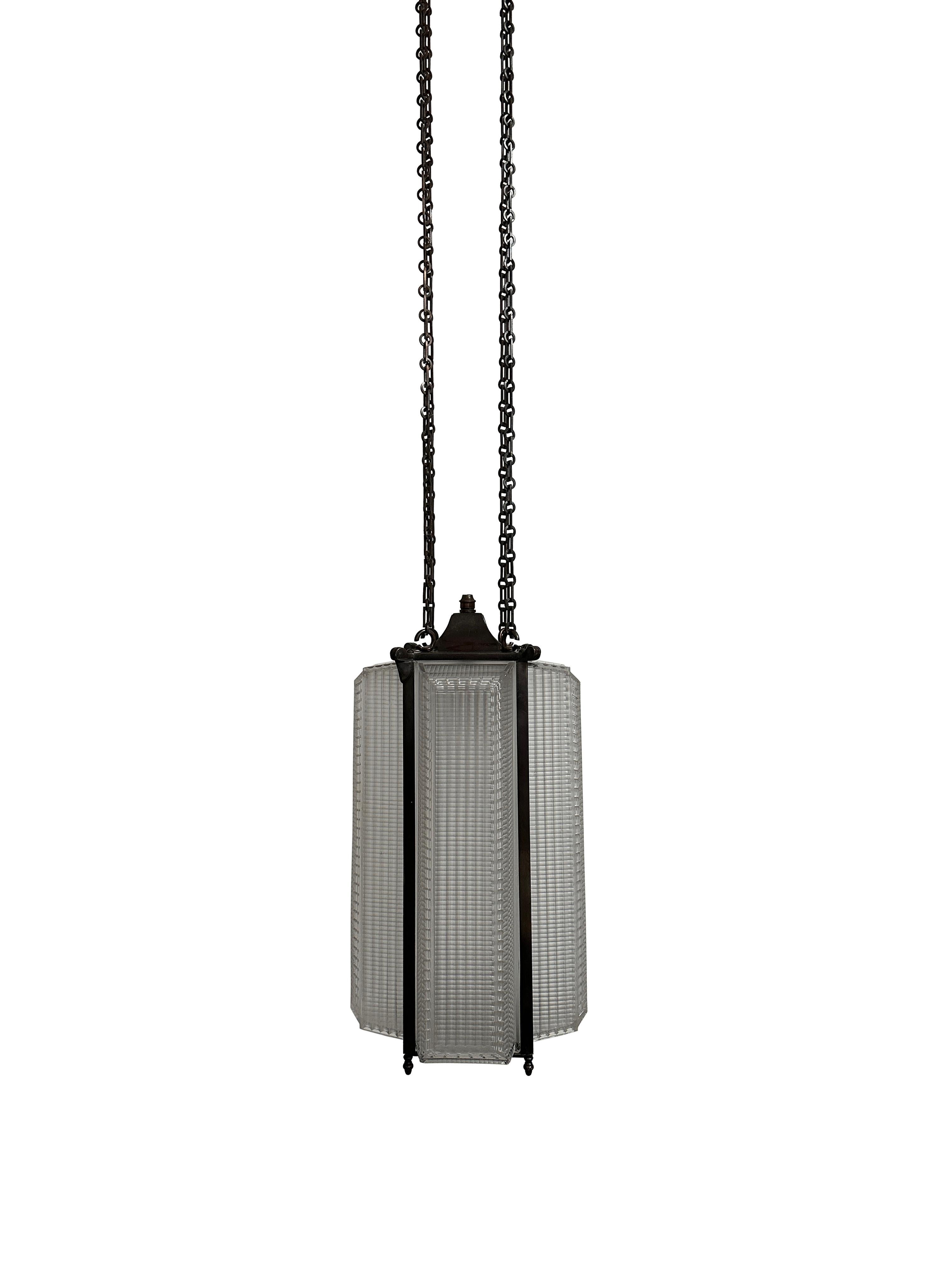 Antique Vintage Industrial Holophane Pagoda Ceiling Pendant Lantern Light Lamp For Sale 2