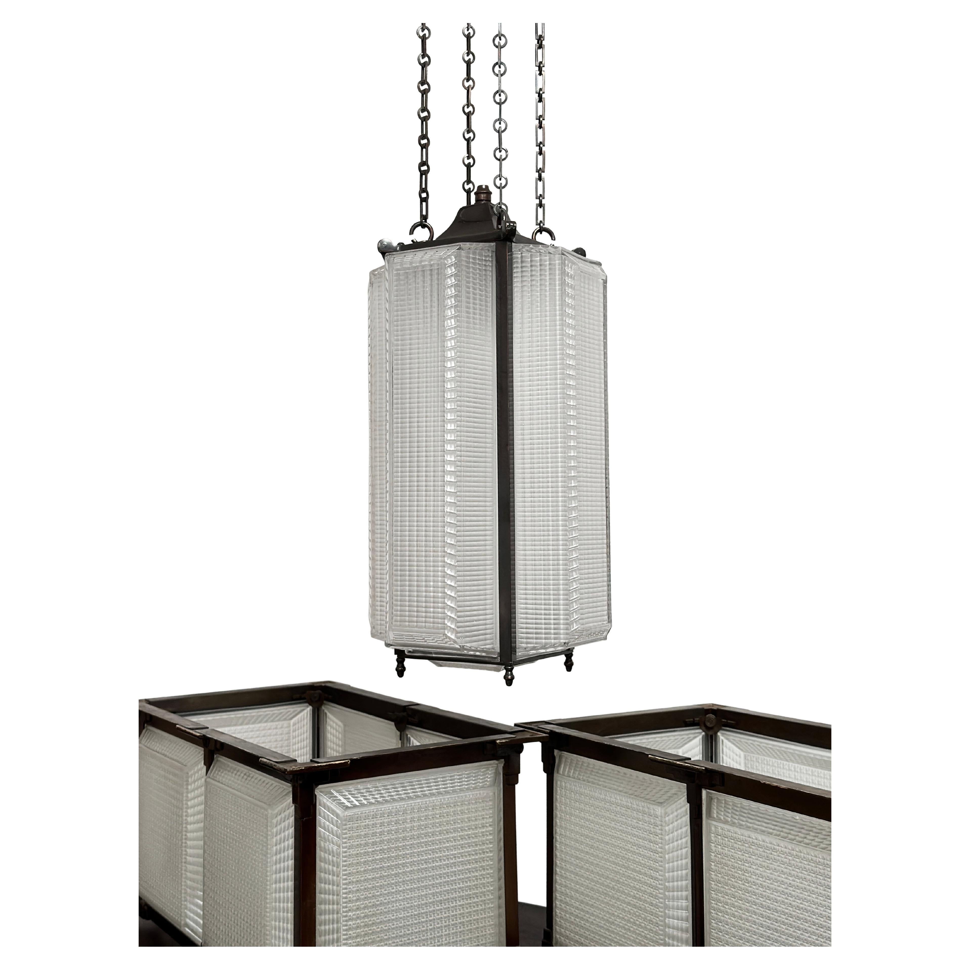 Antique Vintage Industrial Holophane Pagoda Ceiling Pendant Lantern Light Lamp For Sale