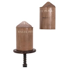 Antique Vintage Industrial Mid-Century Metal Waste Paper Bin. c.1940