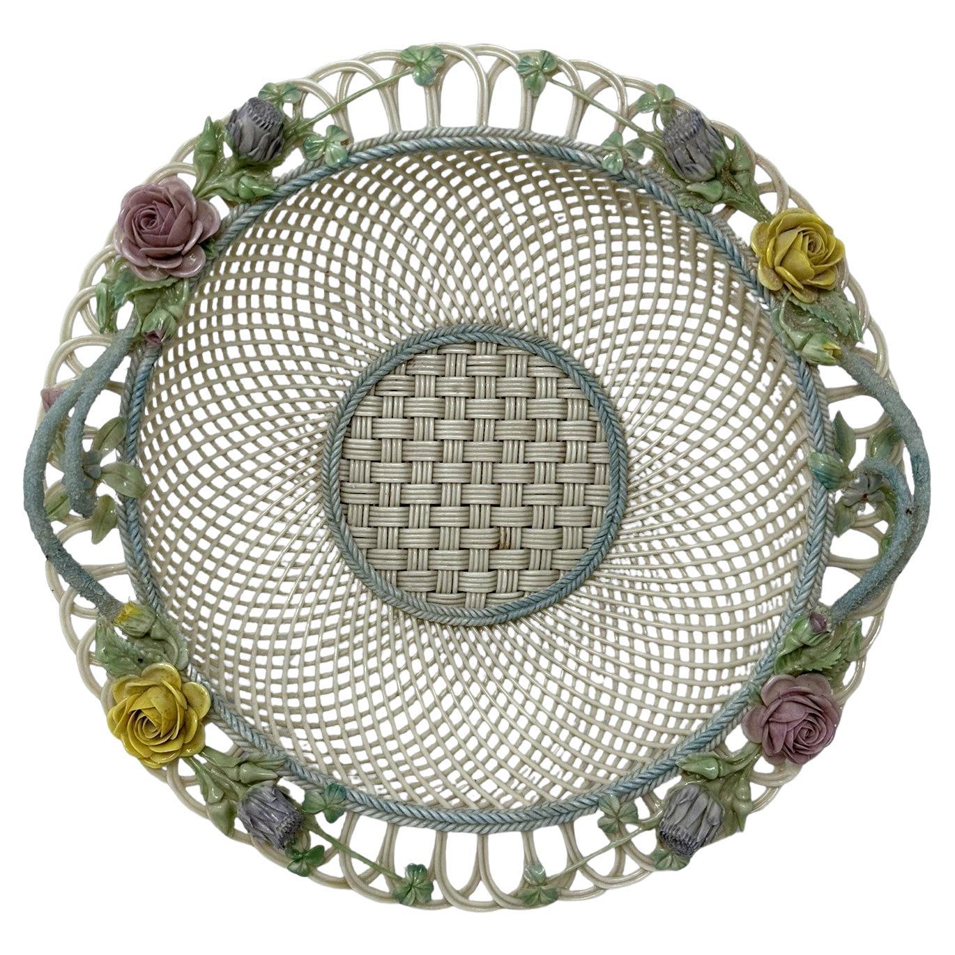 Antico centrotavola irlandese d
epoca in porcellana Belleek a quattro fili Irlanda in vendita