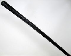 Antico Vintage Irish Bog Oak Bastone da passeggio in legno Swagger Stick Harp Shamrocks
