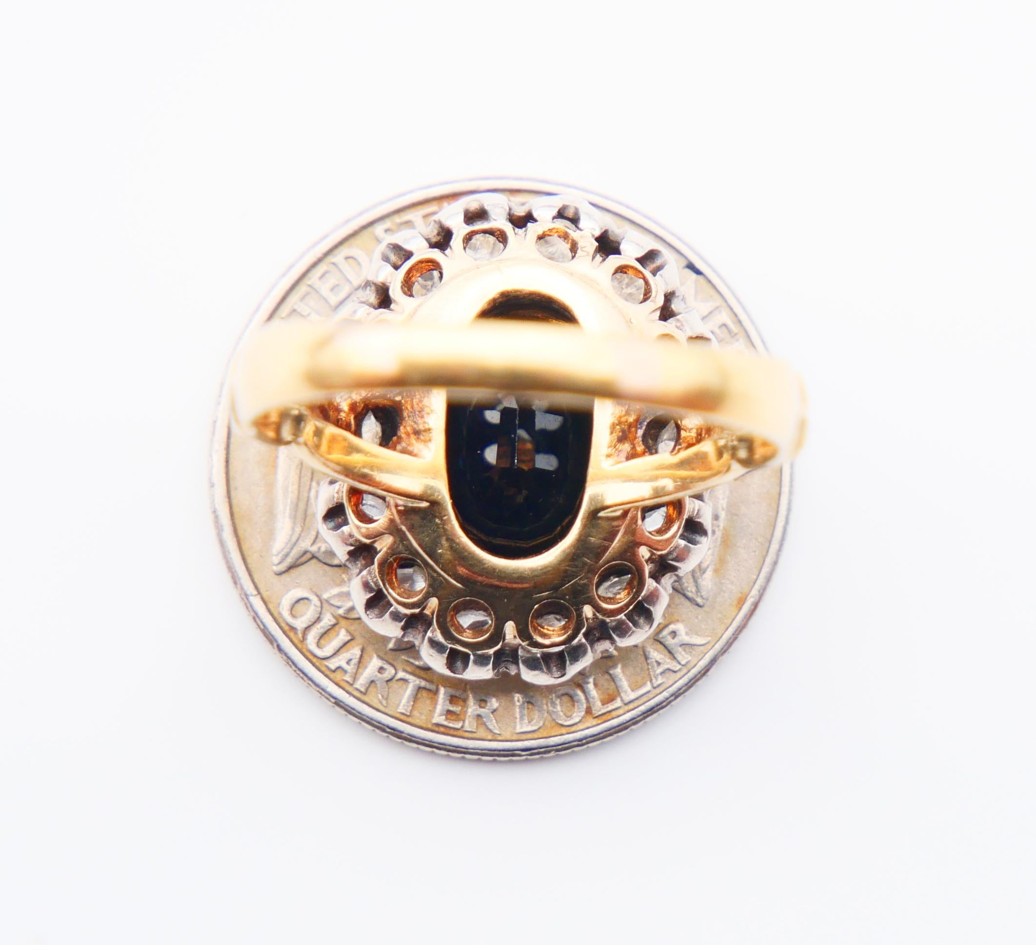 Antique Vintage Italian Ring 3ct Sapphire 2ctw Diamonds 18K Gold Ø 10.25 US/ 8gr For Sale 8