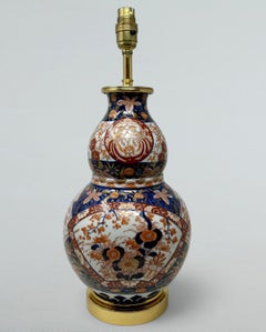 Antique Vintage Japanese Chinese Imari Porcelain Ormolu Table Lamp Blue Red