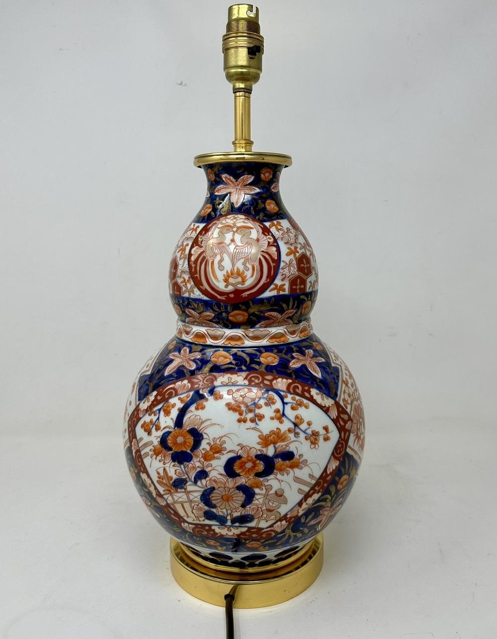 Antike Vintage Japanisch Chinesisch Imari Porcelain Ormolu Tischlampe Blau Rot   (19. Jahrhundert) im Angebot