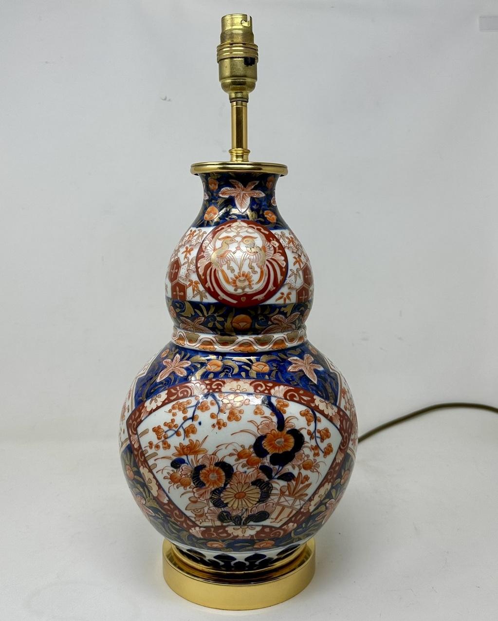 Antique Vintage Japanese Chinese Imari Porcelain Ormolu Table Lamp Blue Red   For Sale 3