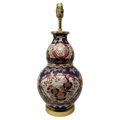 Antiguo Vintage Japonés Chino Imari Porcelain Ormolu Lámpara de Mesa Azul Rojo