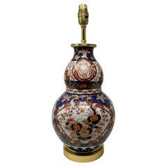 Used Vintage Japanese Chinese Imari Porcelain Ormolu Table Lamp Blue Red  