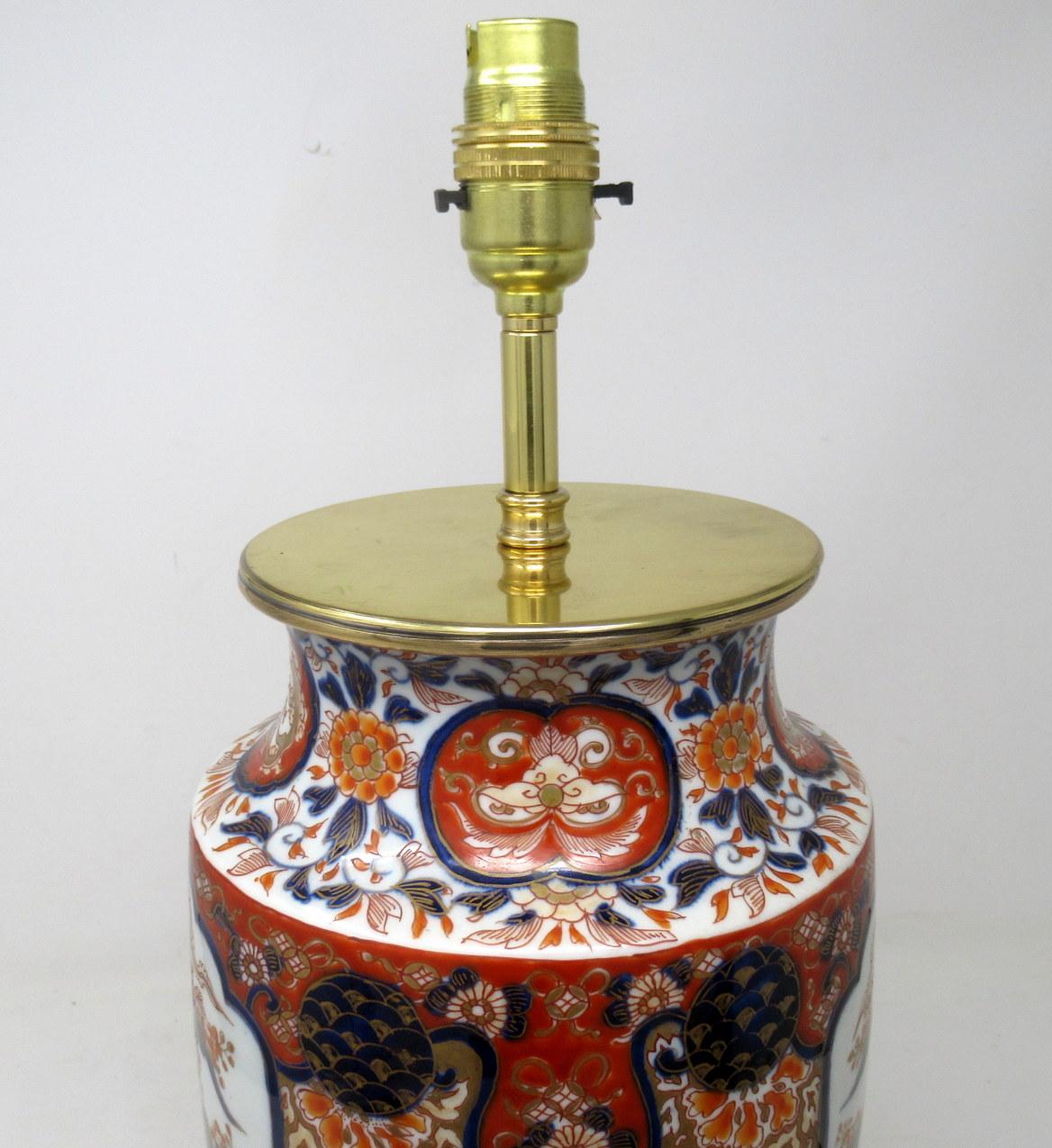 Antique Vintage Japanese Chinese Imari Porcelain Ormolu Table Lamp Blue Red Gilt 4