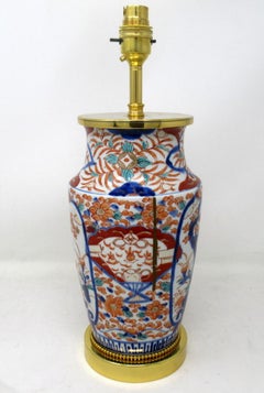 Antique Vintage Japanese Chinese Imari Porcelain Ormolu Table Lamp Blue Red Gilt