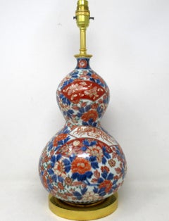 Antique Vintage Japanese Chinese Imari Porcelain Ormolu Table Lamp Blue Red Gilt