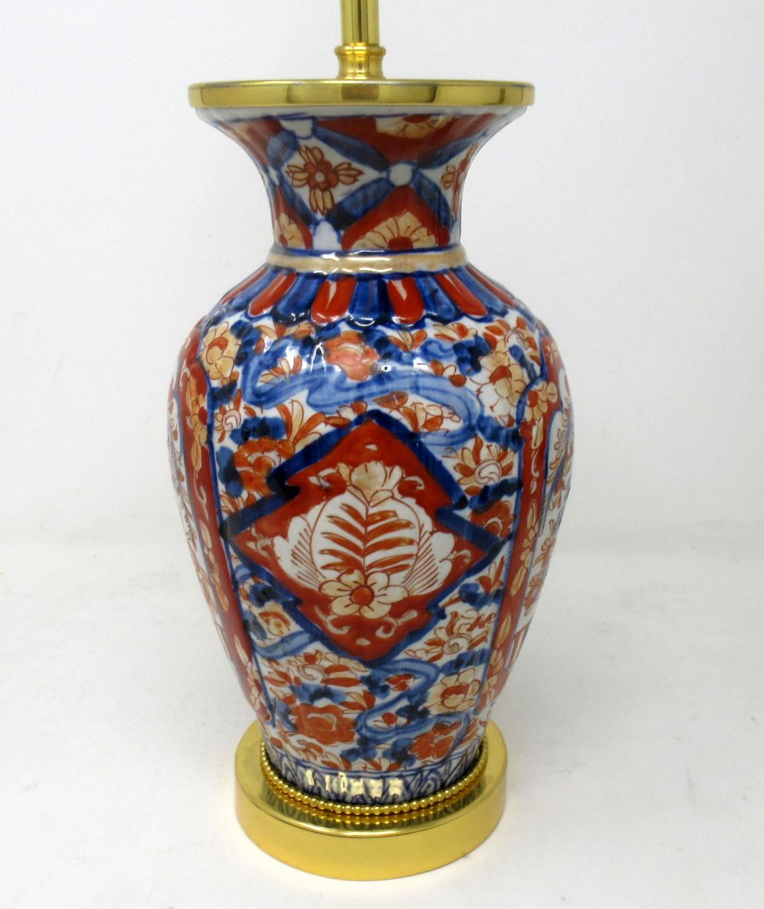 Early Victorian Antique Vintage Japanese Chinese Imari Porcelain Ormolu Table Lamp Blue Red Gilt