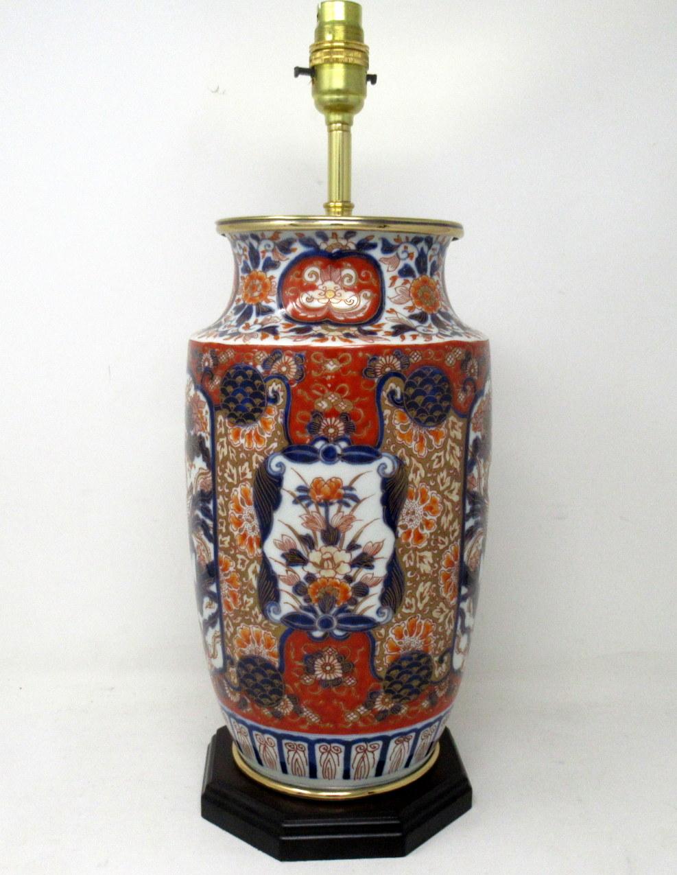 Early Victorian Antique Vintage Japanese Chinese Imari Porcelain Ormolu Table Lamp Blue Red Gilt