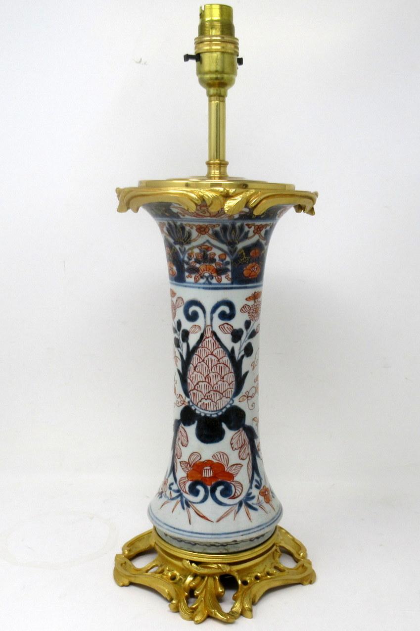 Antique Vintage Japanese Chinese Imari Porcelain Ormolu Table Lamp Blue Gilt Edo In Good Condition In Dublin, Ireland