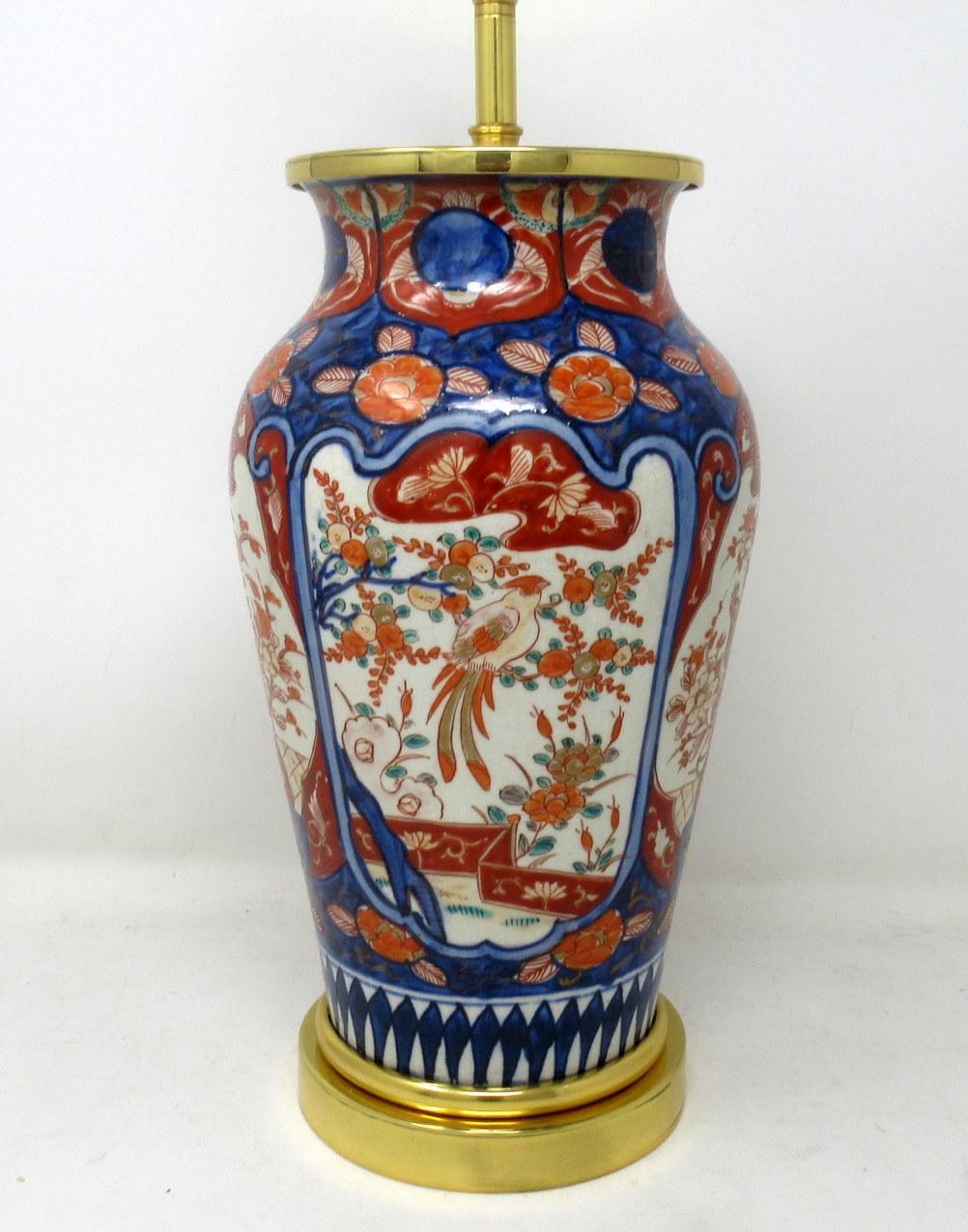 Antique Vintage Japanese Chinese Imari Porcelain Ormolu Table Lamp Blue Red Gilt In Good Condition In Dublin, Ireland