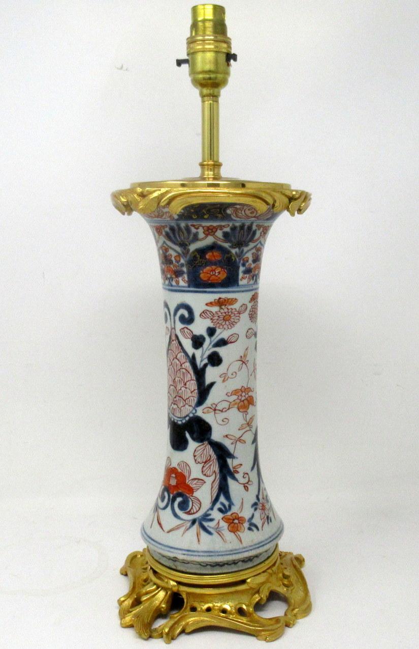 18th Century Antique Vintage Japanese Chinese Imari Porcelain Ormolu Table Lamp Blue Gilt Edo
