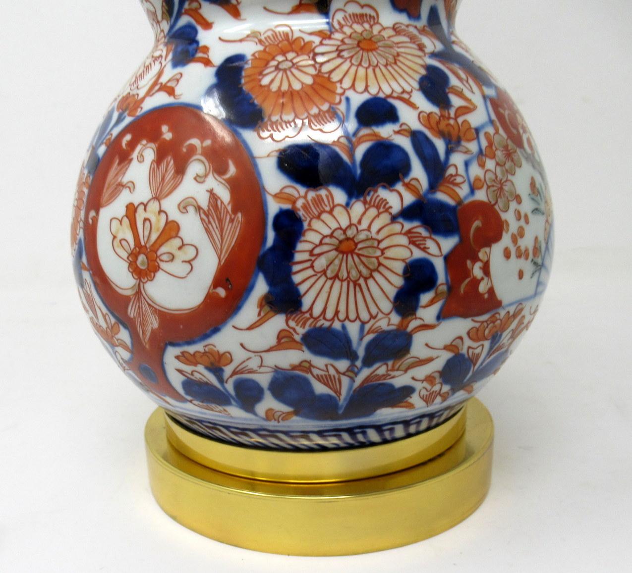 19th Century Antique Vintage Japanese Chinese Imari Porcelain Ormolu Table Lamp Blue Red Gilt