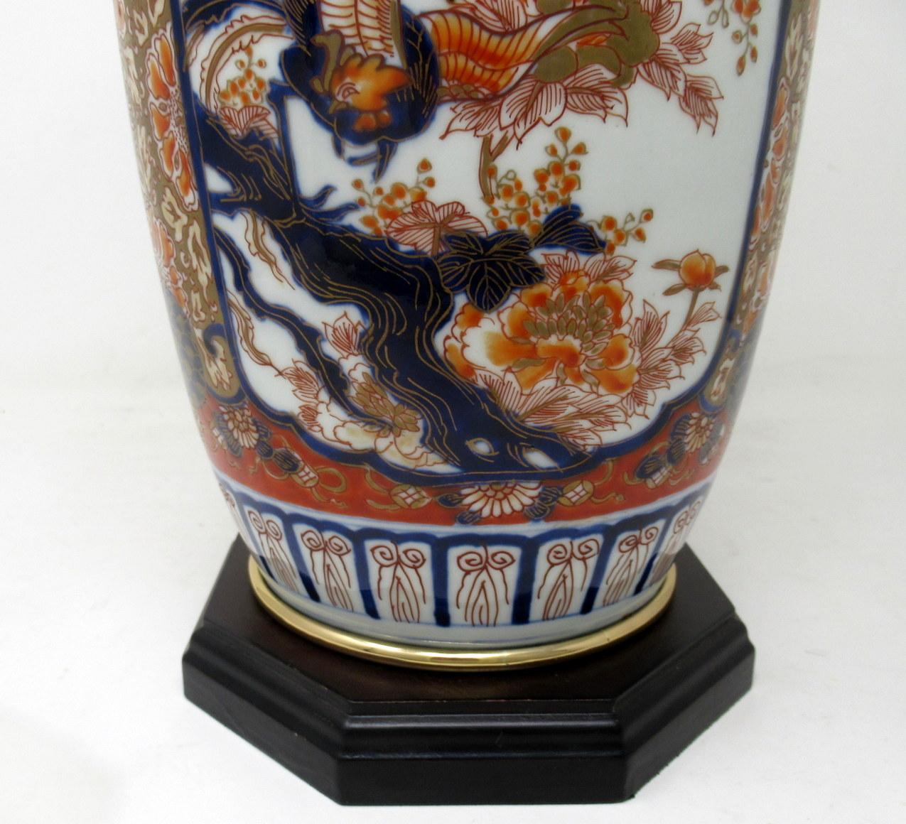 19th Century Antique Vintage Japanese Chinese Imari Porcelain Ormolu Table Lamp Blue Red Gilt