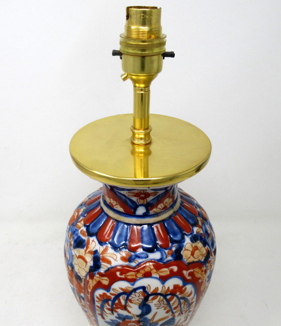 Ceramic Antique Vintage Japanese Chinese Imari Porcelain Ormolu Table Lamp Blue Red Gilt