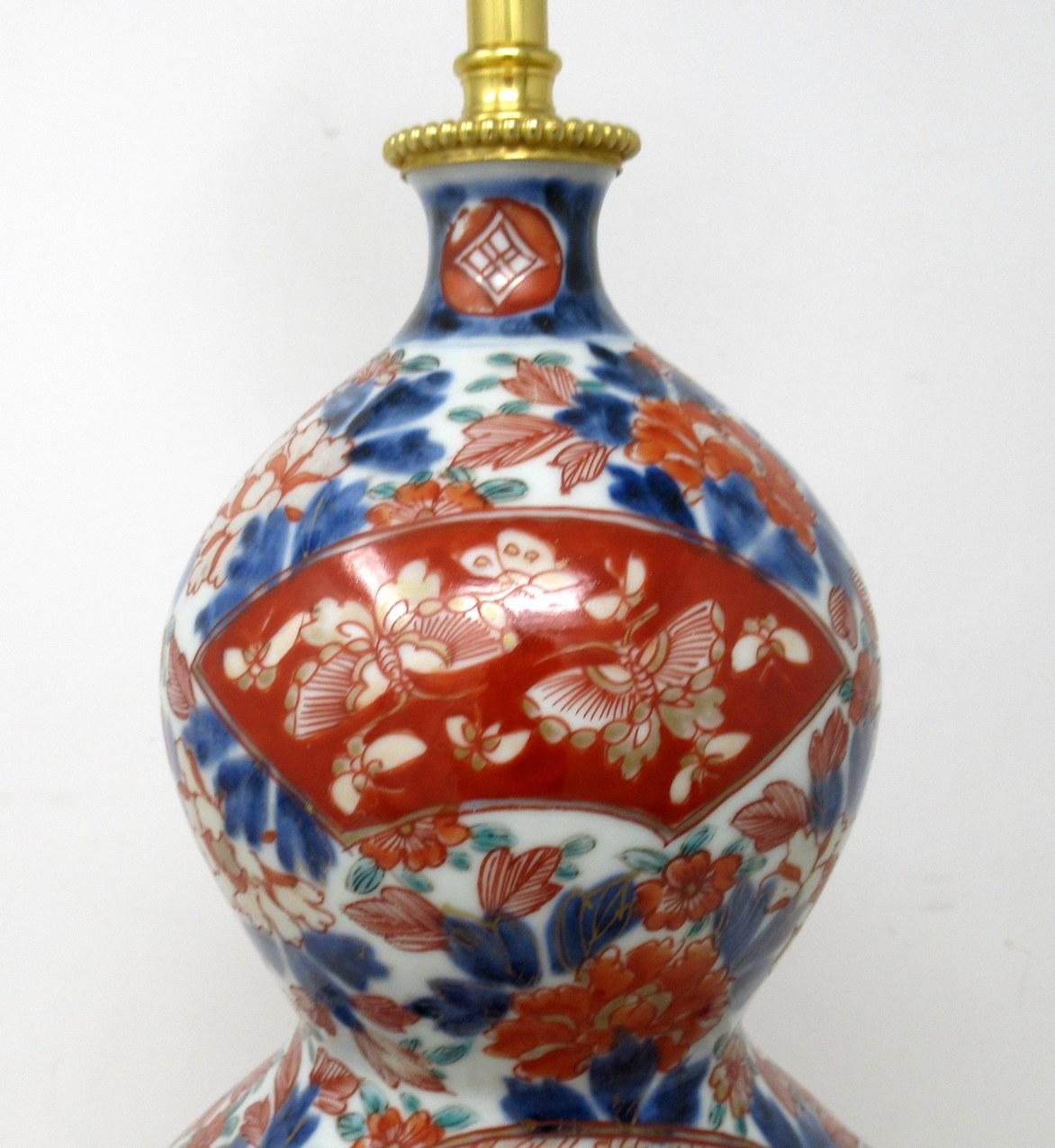 Antique Vintage Japanese Chinese Imari Porcelain Ormolu Table Lamp Blue Red Gilt 1