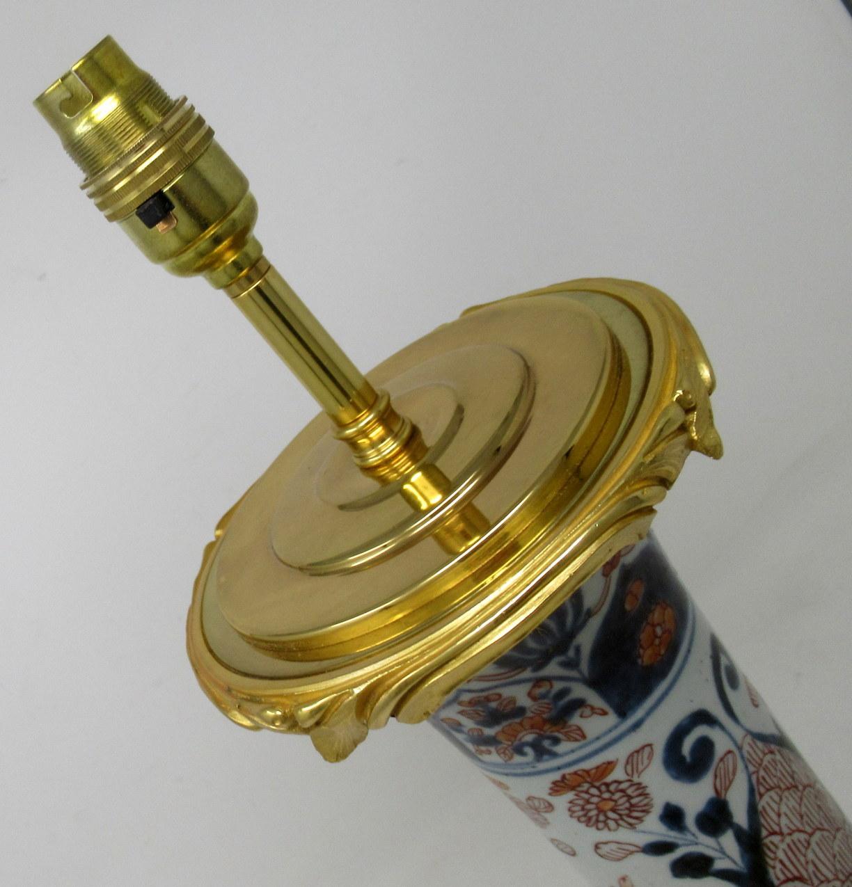 Antique Vintage Japanese Chinese Imari Porcelain Ormolu Table Lamp Blue Gilt Edo 1
