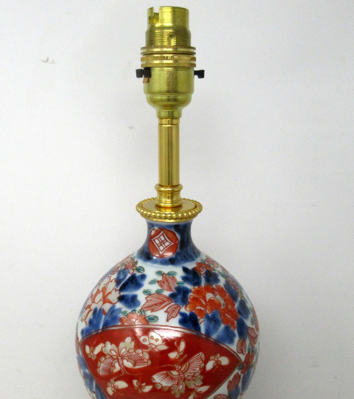 Antique Vintage Japanese Chinese Imari Porcelain Ormolu Table Lamp Blue Red Gilt 2