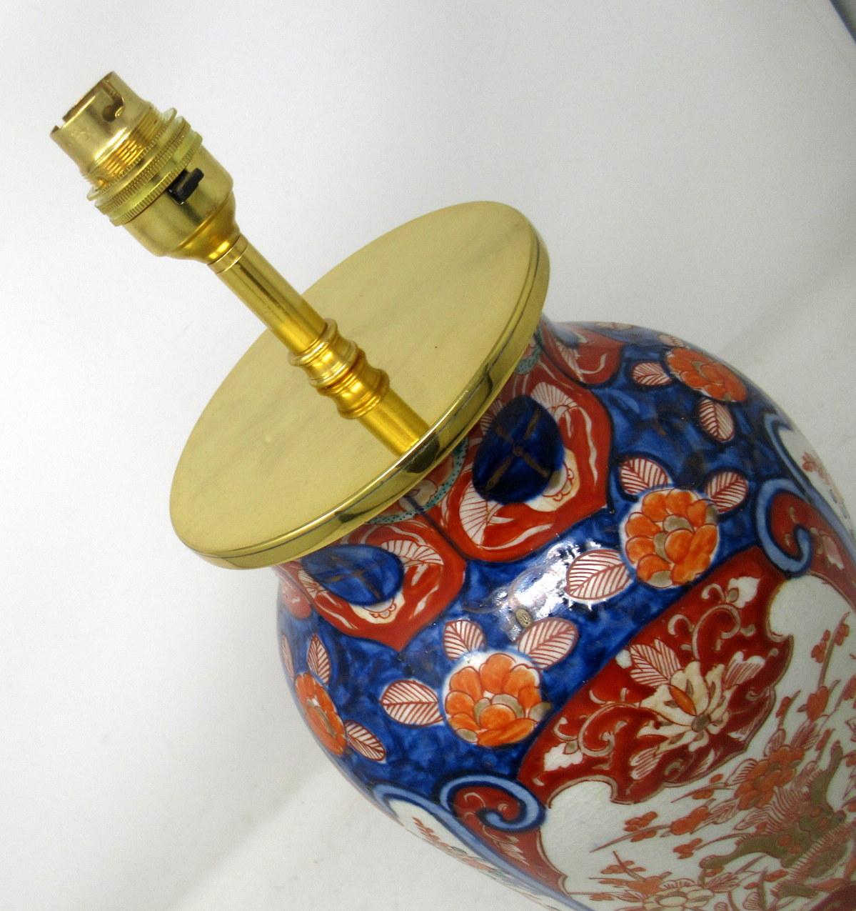 Antique Vintage Japanese Chinese Imari Porcelain Ormolu Table Lamp Blue Red Gilt 3