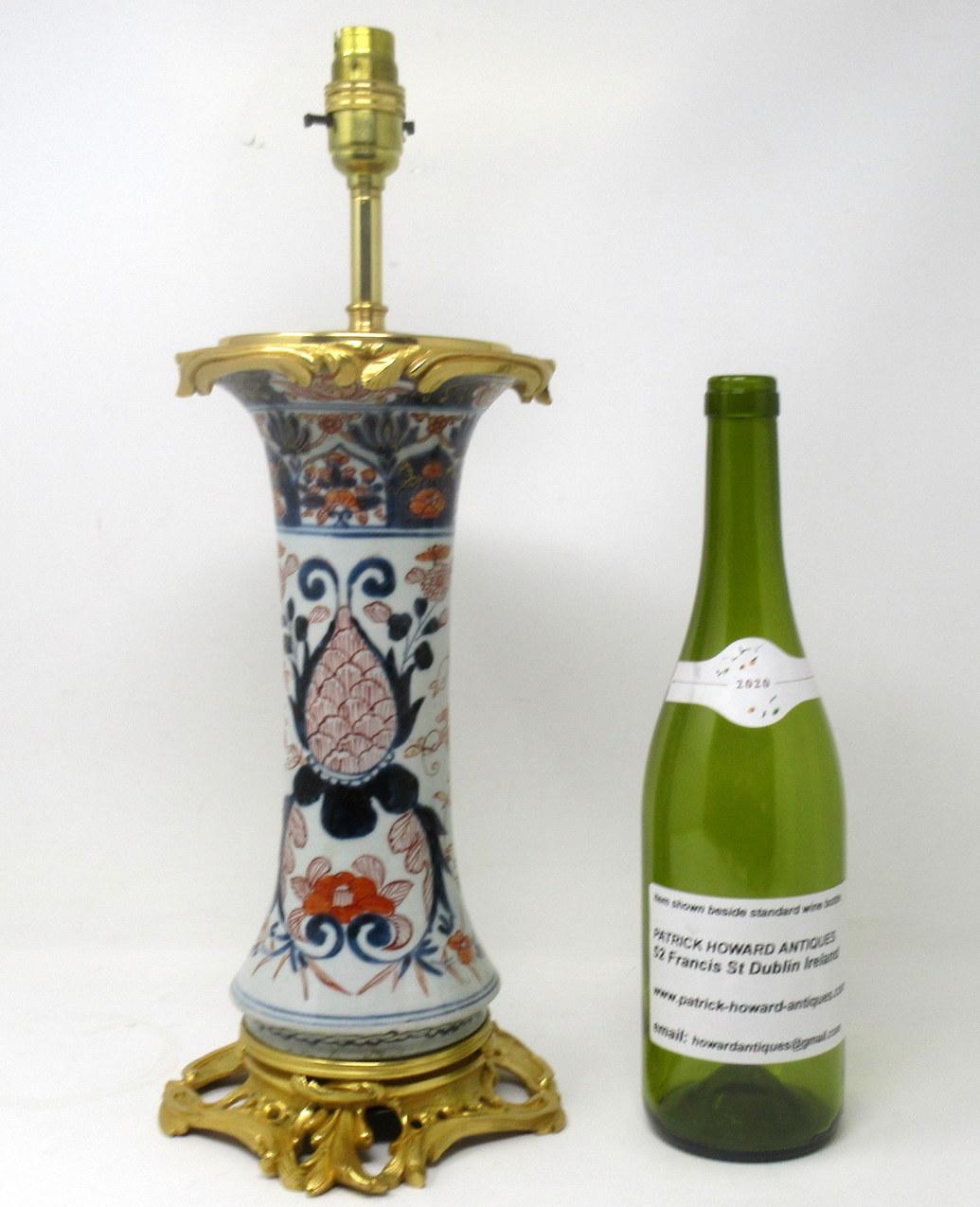 Antique Vintage Japanese Chinese Imari Porcelain Ormolu Table Lamp Blue Gilt Edo 4