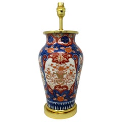 Antique Vintage Japanese Chinese Imari Porcelain Ormolu Table Lamp Blue Red Gilt