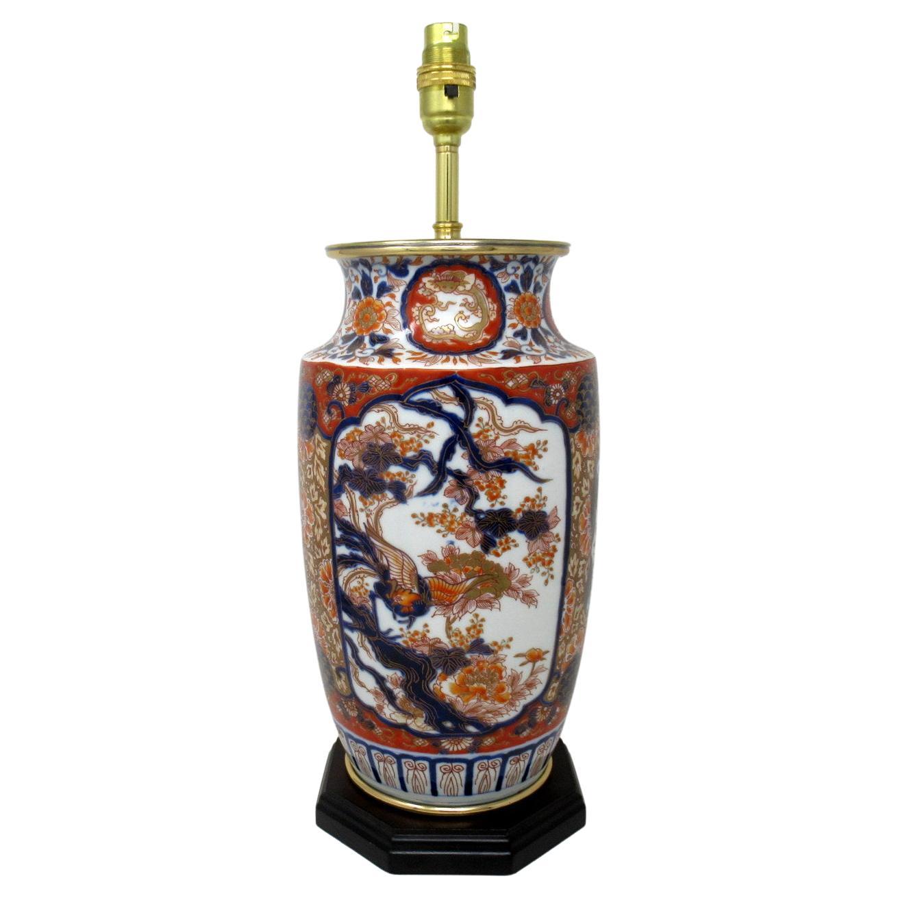 Antique Vintage Japanese Chinese Imari Porcelain Ormolu Table Lamp Blue