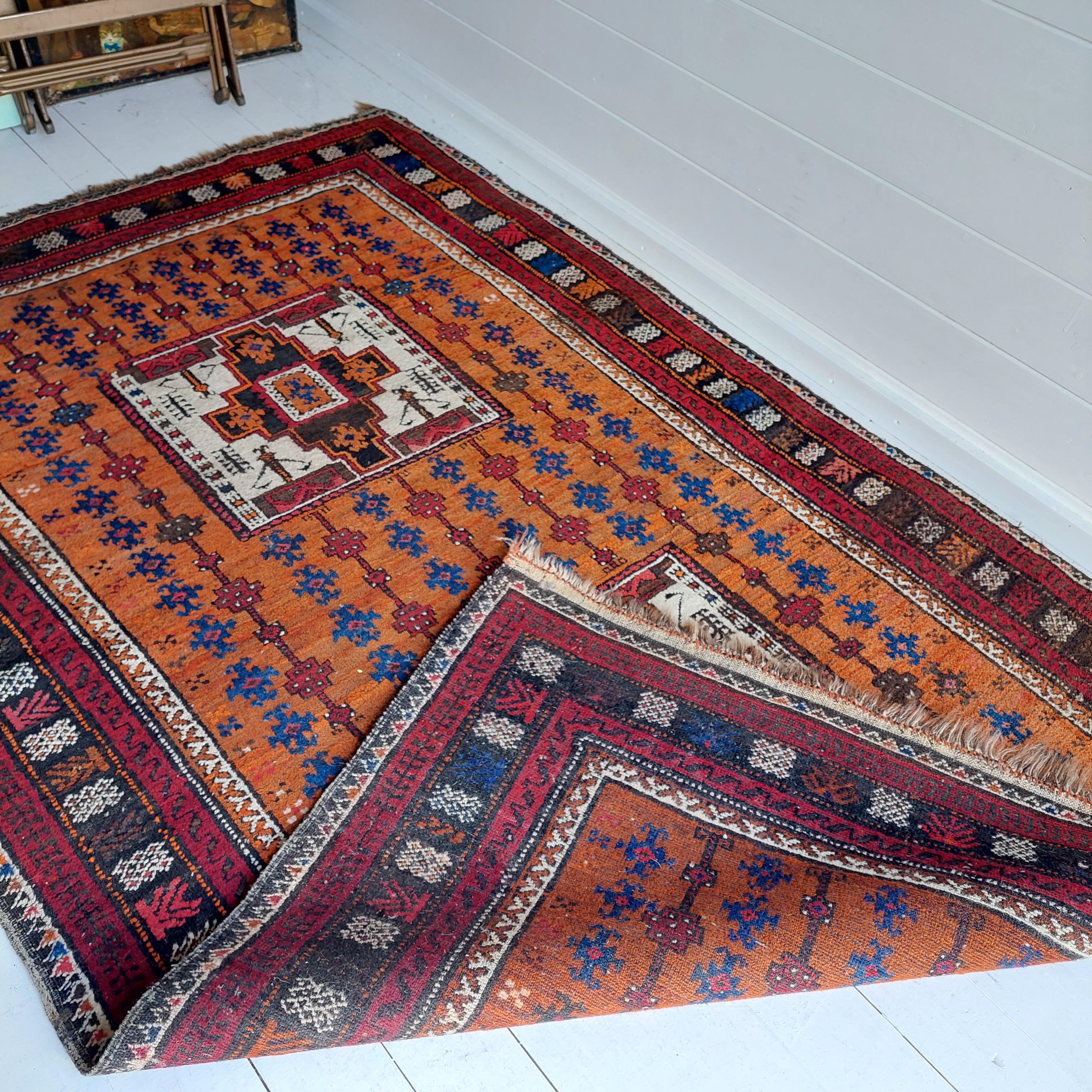 antique Vintage kazak caucasian tribal rug 190x120cm 5