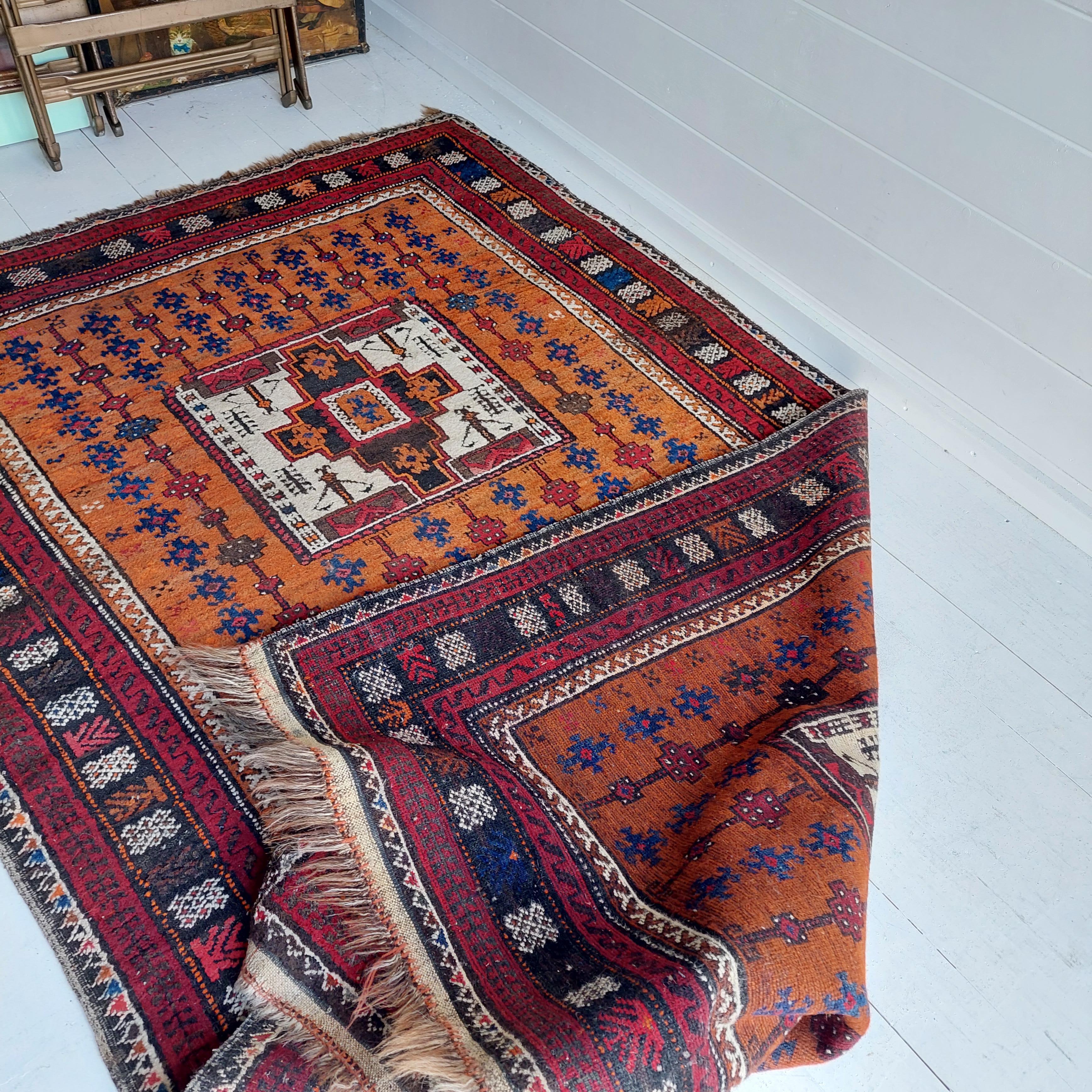antique Vintage kazak caucasian tribal rug 190x120cm 6