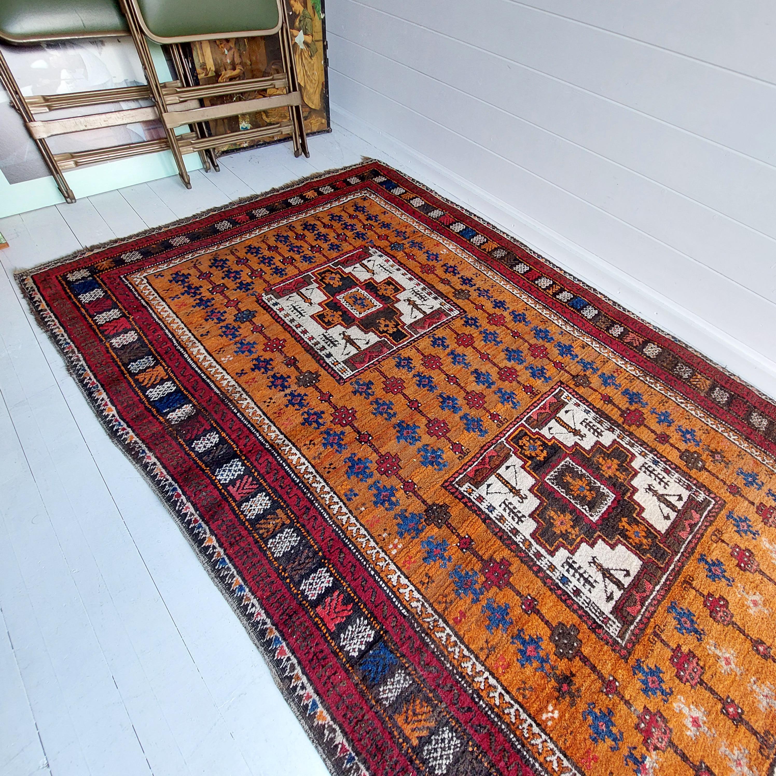 Tribal antique Vintage kazak caucasian tribal rug 190x120cm