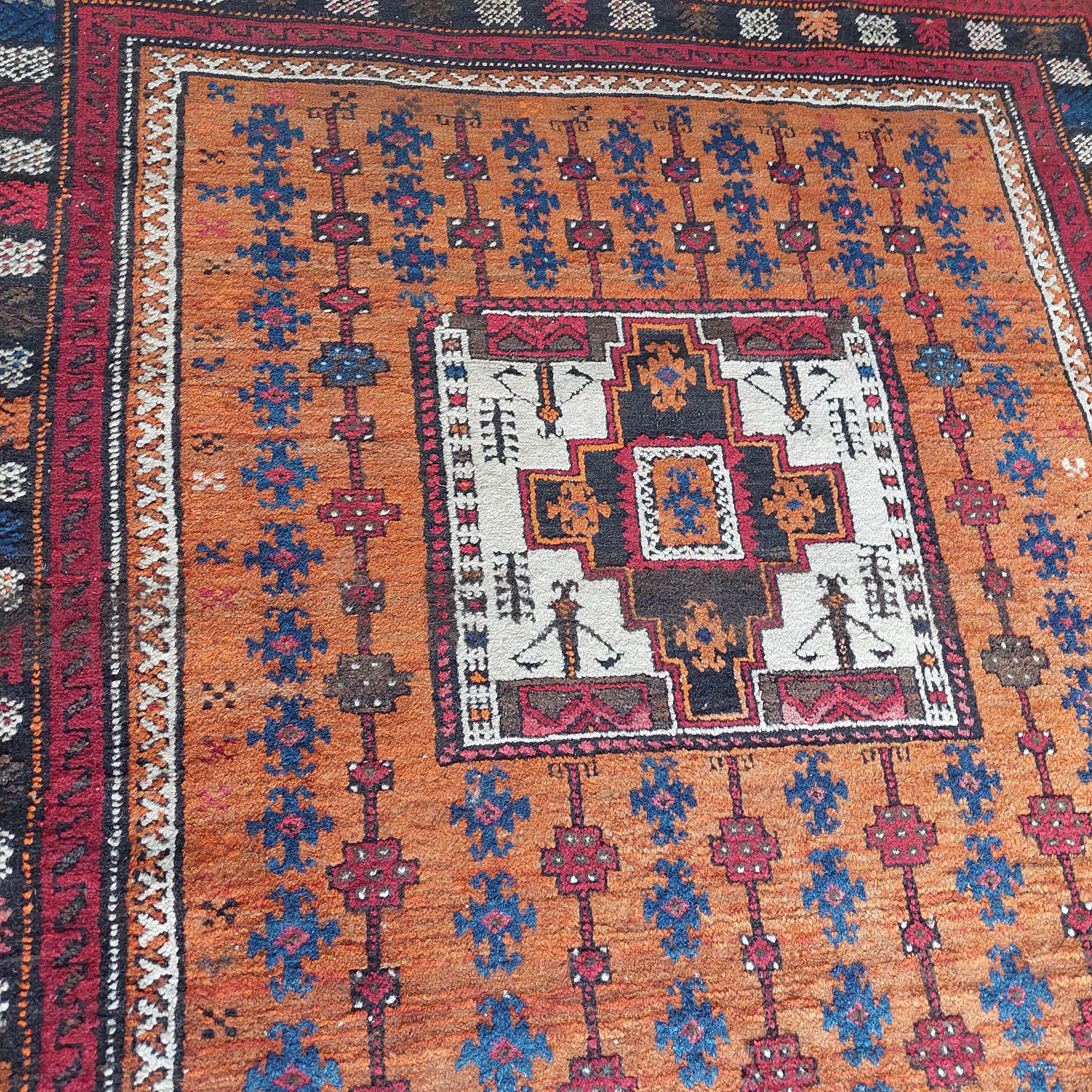 Hand-Woven antique Vintage kazak caucasian tribal rug 190x120cm