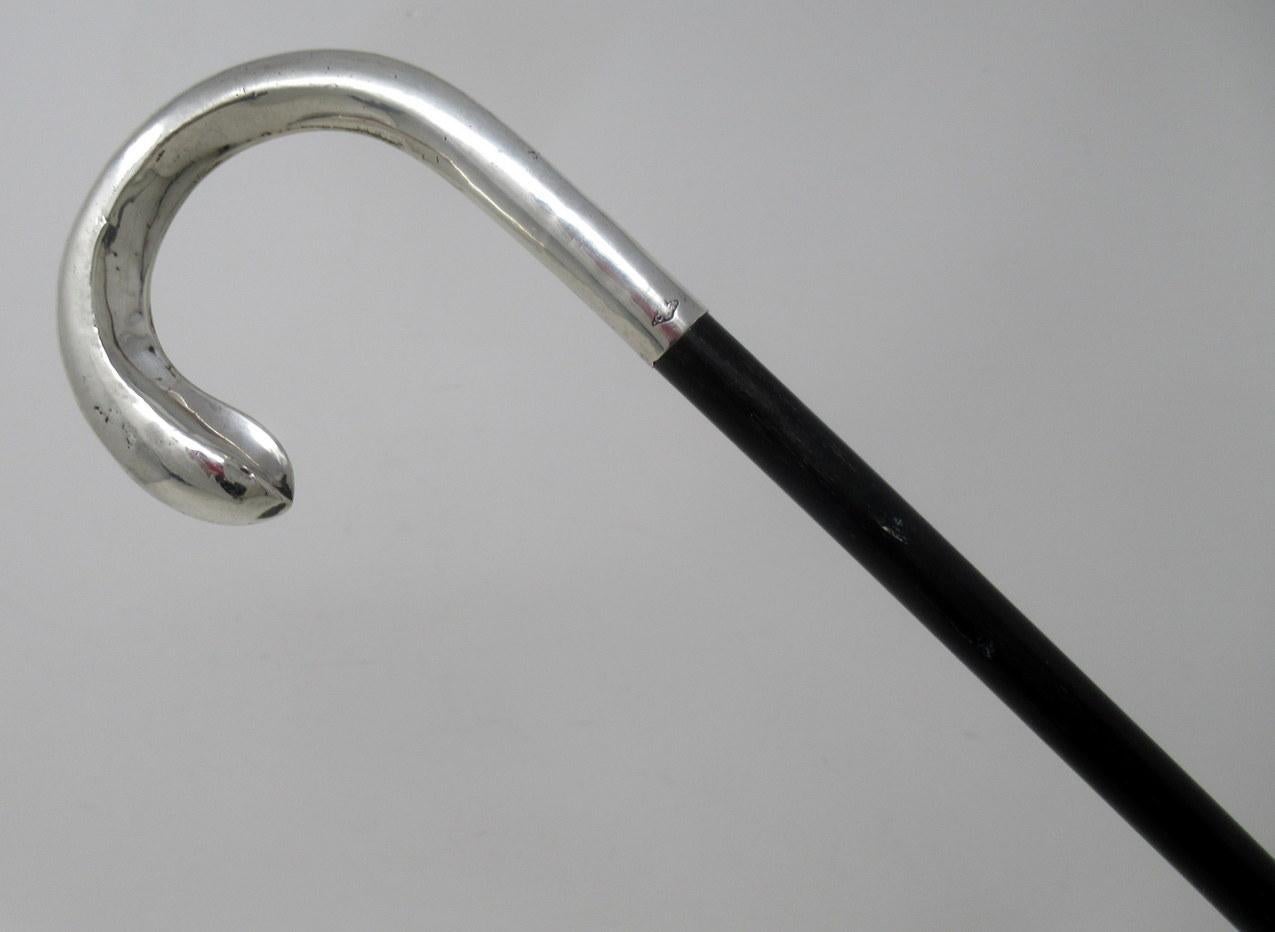 ebony walking stick with silver handle