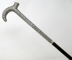 Antique Vintage Ladies Woo Walking Stick Dress Cane Sterling Silver 1905