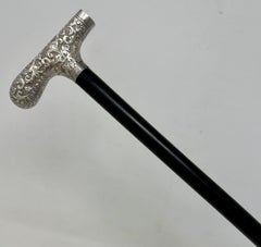 Antique Vintage Ladys Art Nouveau Walking Dress Stick Sterling Silver Tau Handle