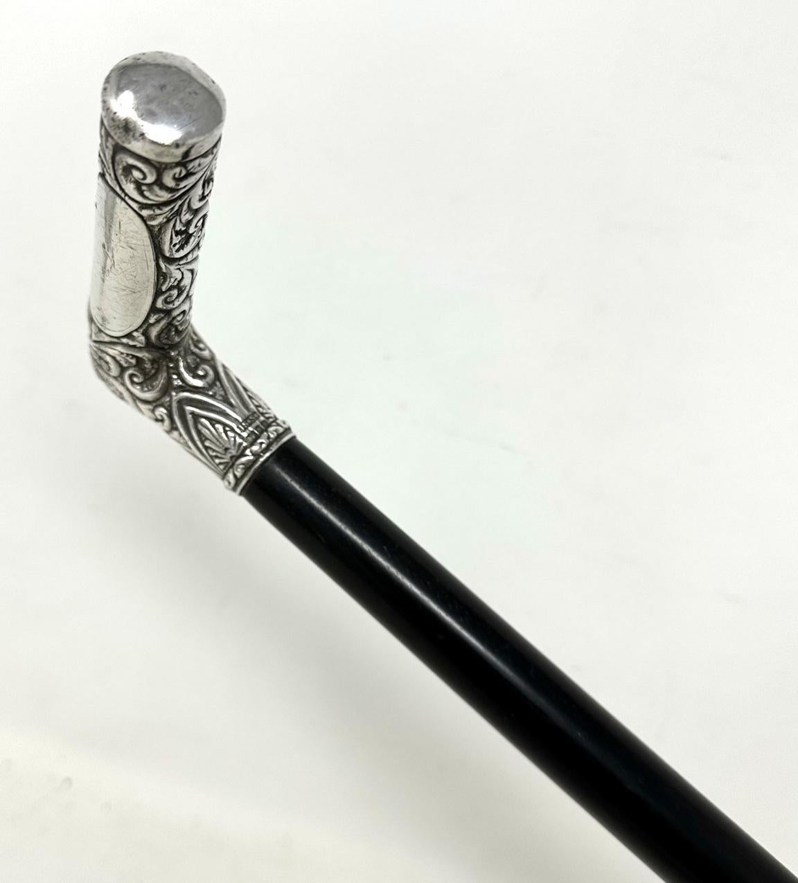 Edwardian Antique Vintage Lady's Gentleman's Walking Cane Swagger Stick Sterling Silver  