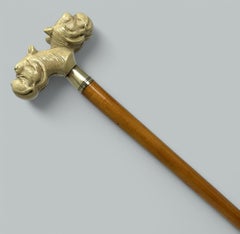 Antique Vintage Lady's Gentleman's Walking Dress Stick Cane English Bulldog 1900
