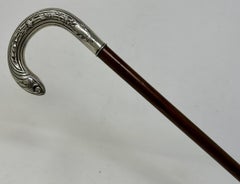Antique Vintage Lady's Gentleman's Walking Stick Sterling Silver Crook Handle