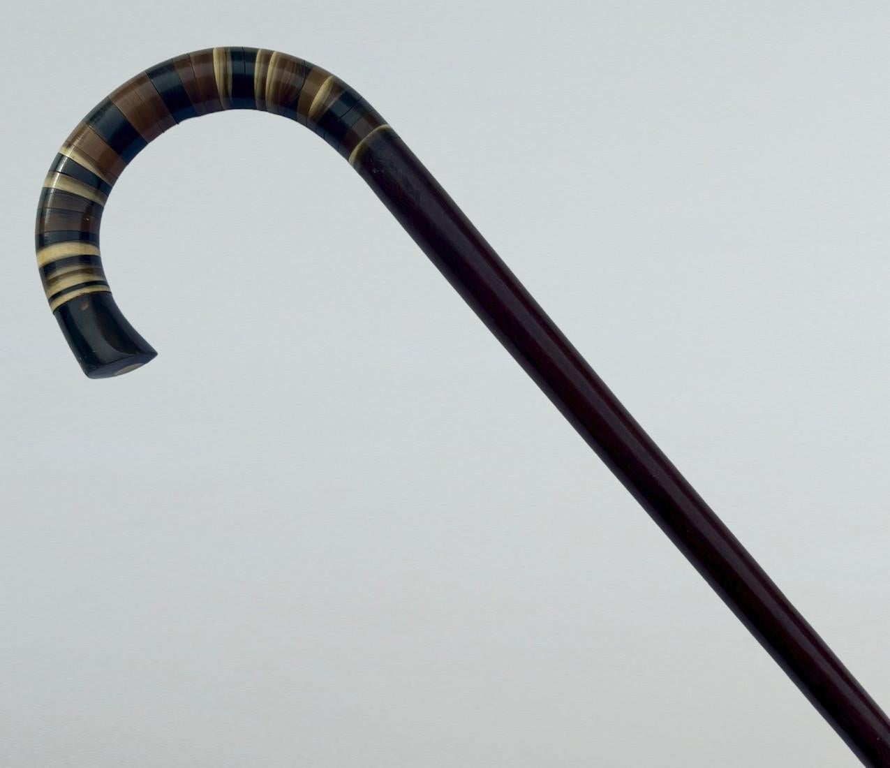 Victorian Antique Vintage Lady's Gentleman's Wooden Walking Stick Cane Bone Crook Handle For Sale